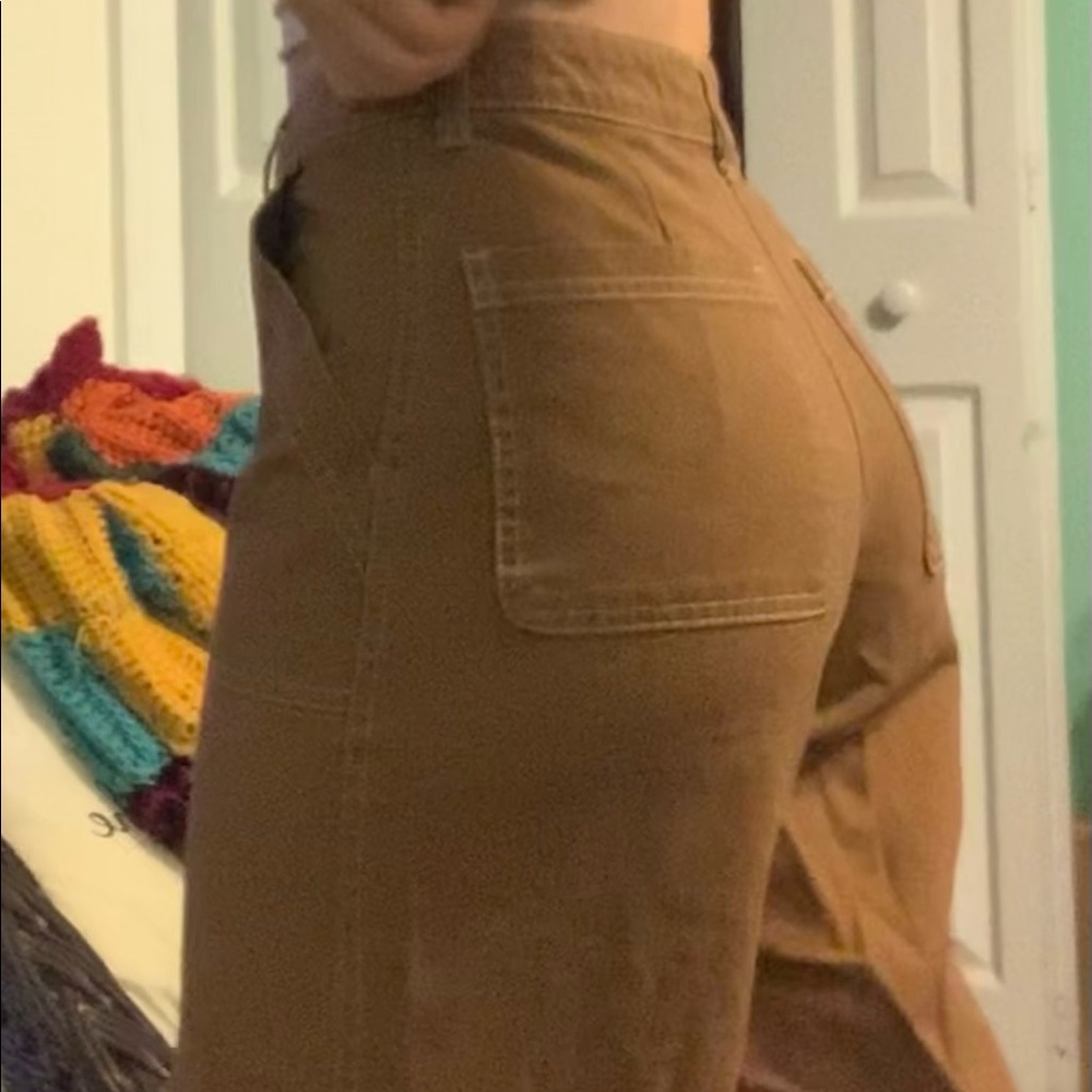 wide legged brown fabric pants size 2